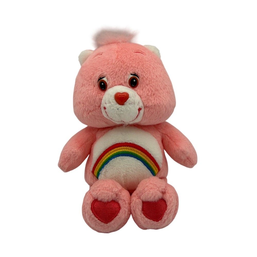 Care Bears Cheer Bear Plush Unisex Small Pink Rainbow 2004‎ Vintage Stuffed Toy